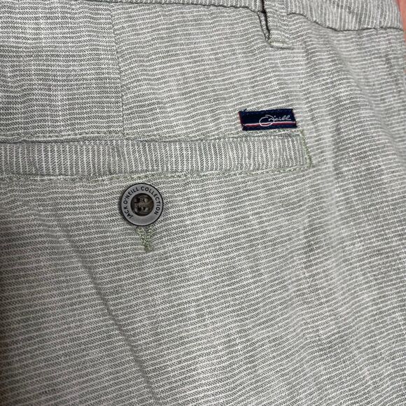 Jack O’neill Linen Shorts Cotton Button Light Green Off White Size 42 - Picture 4 of 7